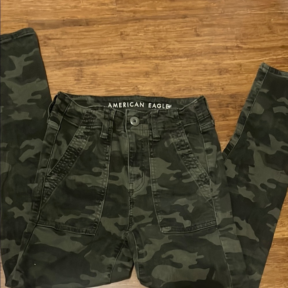 American Eagle Outfitters Green Camouflage Jeans